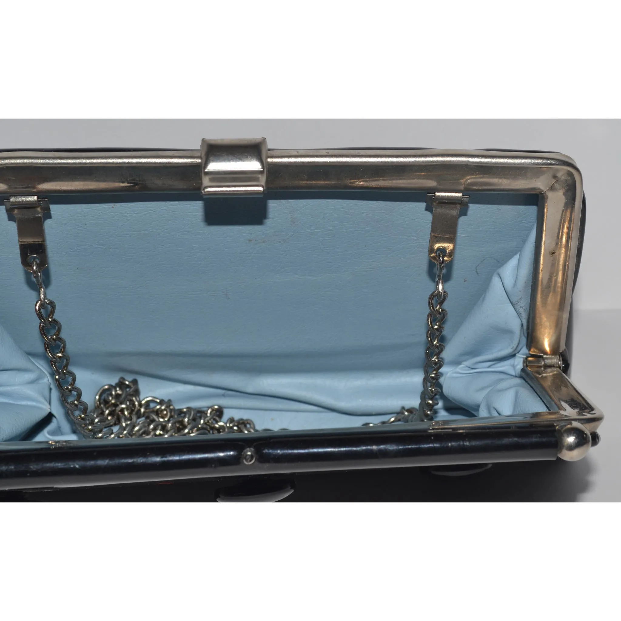 Black Patent Button Purse