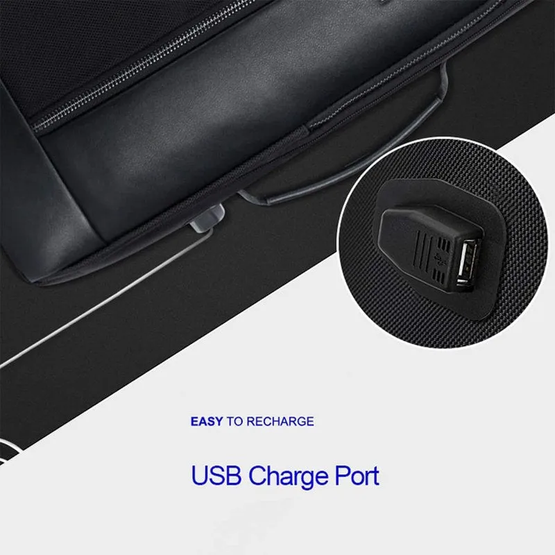 BOPAI Anti-Theft Laptop Backpack - Waterproof, USB Charging | 20-35 Litre | Black