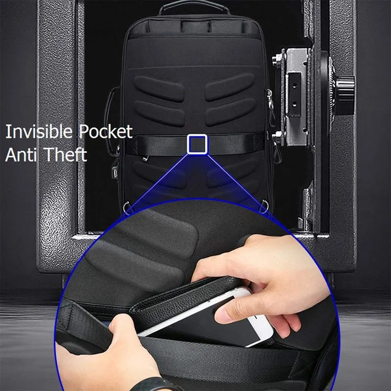 BOPAI Anti-Theft Laptop Backpack - Waterproof, USB Charging | 20-35 Litre | Black