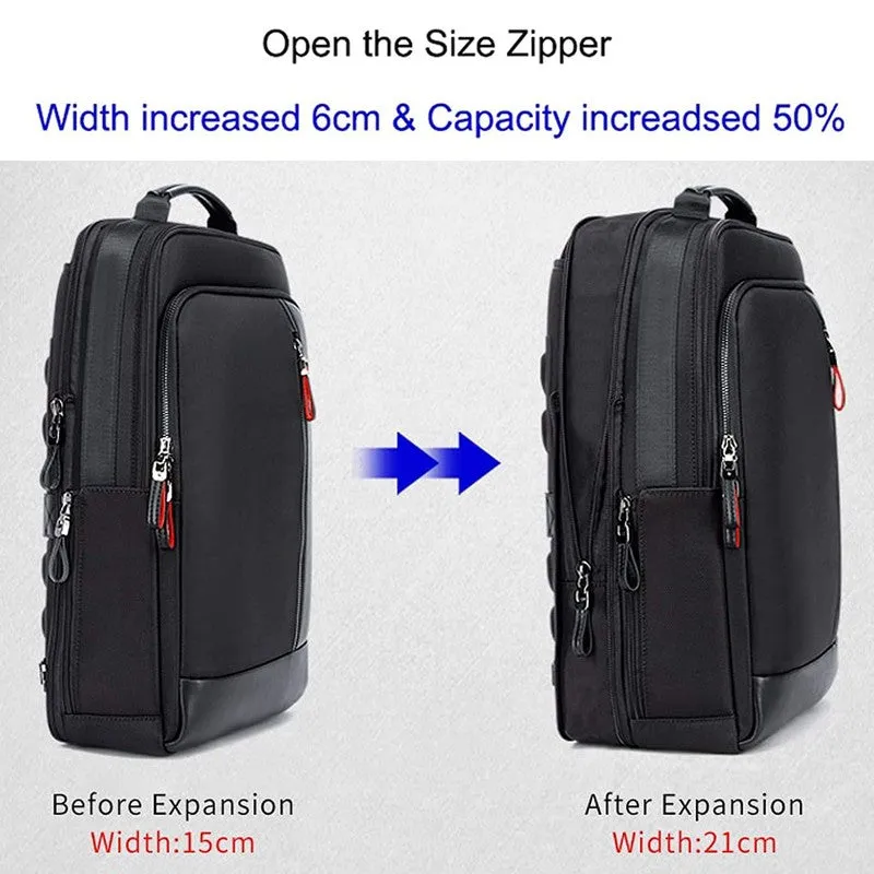 BOPAI Anti-Theft Laptop Backpack - Waterproof, USB Charging | 20-35 Litre | Black