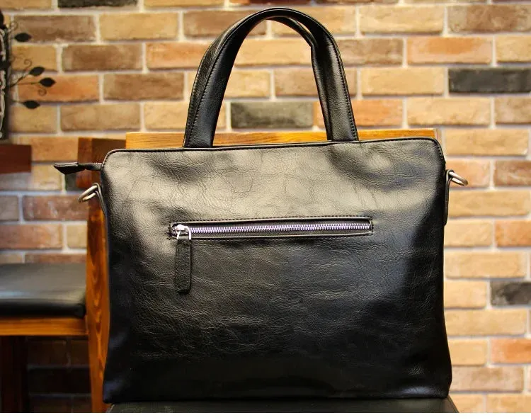 Business Black Men's Briefcase PU Leather Handbag For Documents Luxury Shoulder Messenger Bag Horizontal Man Laptop Bag bolsa 가방
