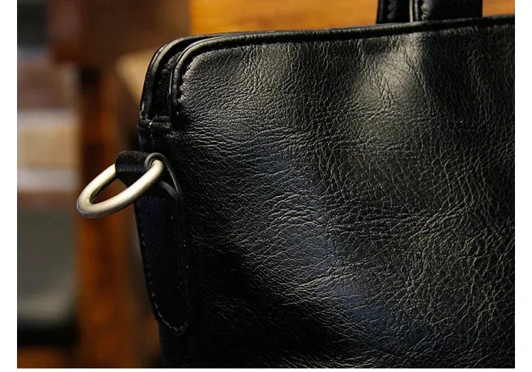Business Black Men's Briefcase PU Leather Handbag For Documents Luxury Shoulder Messenger Bag Horizontal Man Laptop Bag bolsa 가방