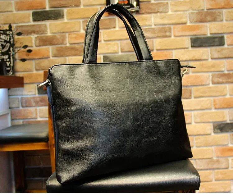 Business Black Men's Briefcase PU Leather Handbag For Documents Luxury Shoulder Messenger Bag Horizontal Man Laptop Bag bolsa 가방