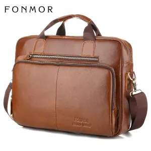 Causal Men Genuine Leather Laptop bags