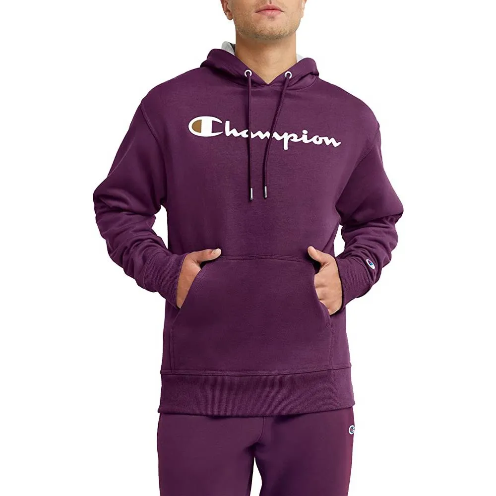 Champion Men's Pullover Hoodie, Powerblend Fleece Midweight Hooded Sweatshirt For Men, Best Hoodies for Men, Script | Multiple Colors and Size