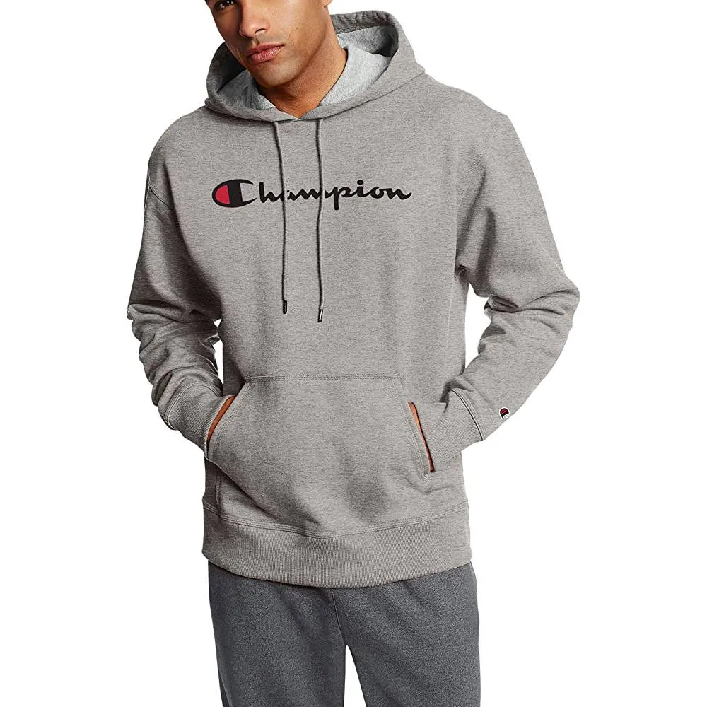 Champion Men's Pullover Hoodie, Powerblend Fleece Midweight Hooded Sweatshirt For Men, Best Hoodies for Men, Script | Multiple Colors and Size
