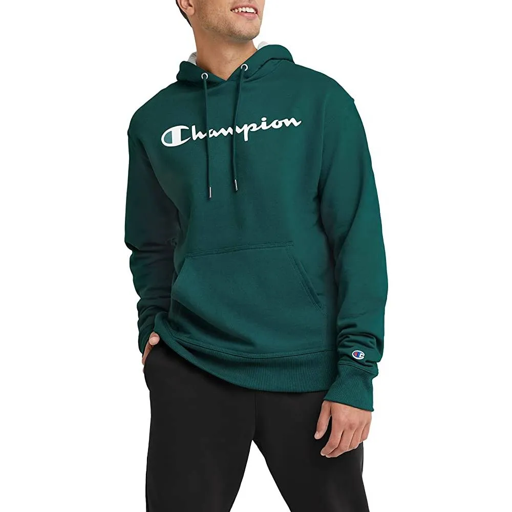 Champion Men's Pullover Hoodie, Powerblend Fleece Midweight Hooded Sweatshirt For Men, Best Hoodies for Men, Script | Multiple Colors and Size