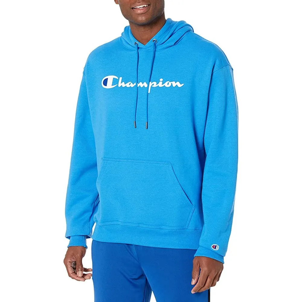 Champion Men's Pullover Hoodie, Powerblend Fleece Midweight Hooded Sweatshirt For Men, Best Hoodies for Men, Script | Multiple Colors and Size