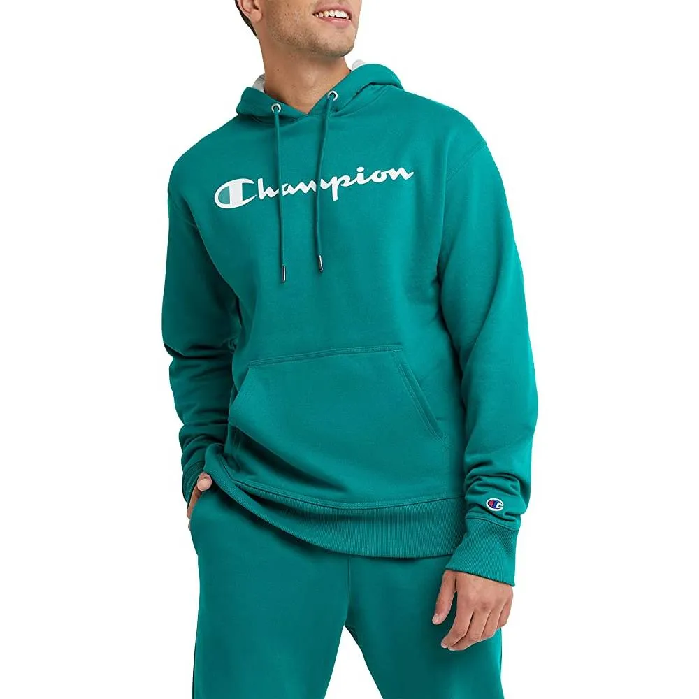 Champion Men's Pullover Hoodie, Powerblend Fleece Midweight Hooded Sweatshirt For Men, Best Hoodies for Men, Script | Multiple Colors and Size