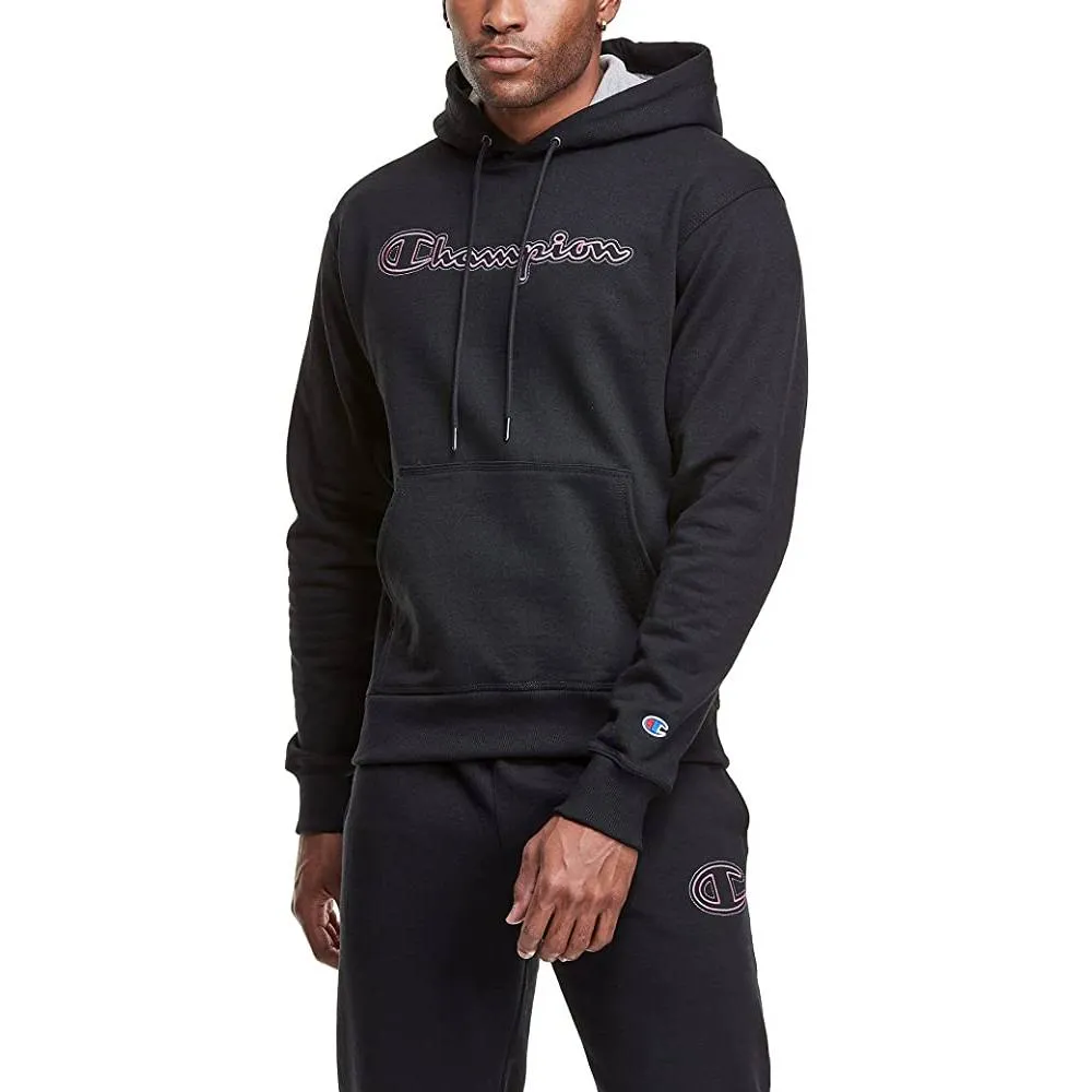 Champion Men's Pullover Hoodie, Powerblend Fleece Midweight Hooded Sweatshirt For Men, Best Hoodies for Men, Script | Multiple Colors and Size