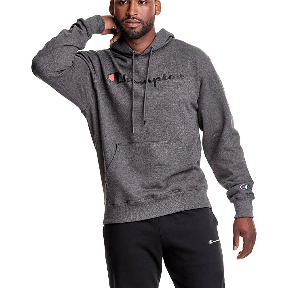 Champion Men's Pullover Hoodie, Powerblend Fleece Midweight Hooded Sweatshirt For Men, Best Hoodies for Men, Script | Multiple Colors and Size