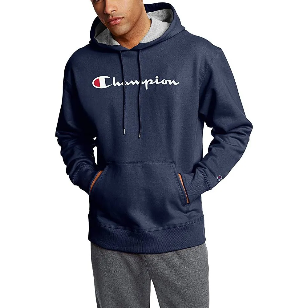 Champion Men's Pullover Hoodie, Powerblend Fleece Midweight Hooded Sweatshirt For Men, Best Hoodies for Men, Script | Multiple Colors and Size