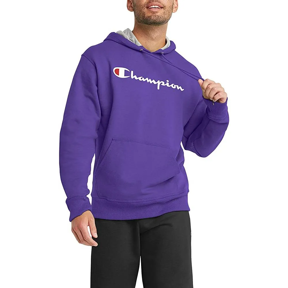 Champion Men's Pullover Hoodie, Powerblend Fleece Midweight Hooded Sweatshirt For Men, Best Hoodies for Men, Script | Multiple Colors and Size
