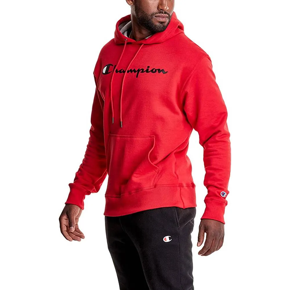Champion Men's Pullover Hoodie, Powerblend Fleece Midweight Hooded Sweatshirt For Men, Best Hoodies for Men, Script | Multiple Colors and Size