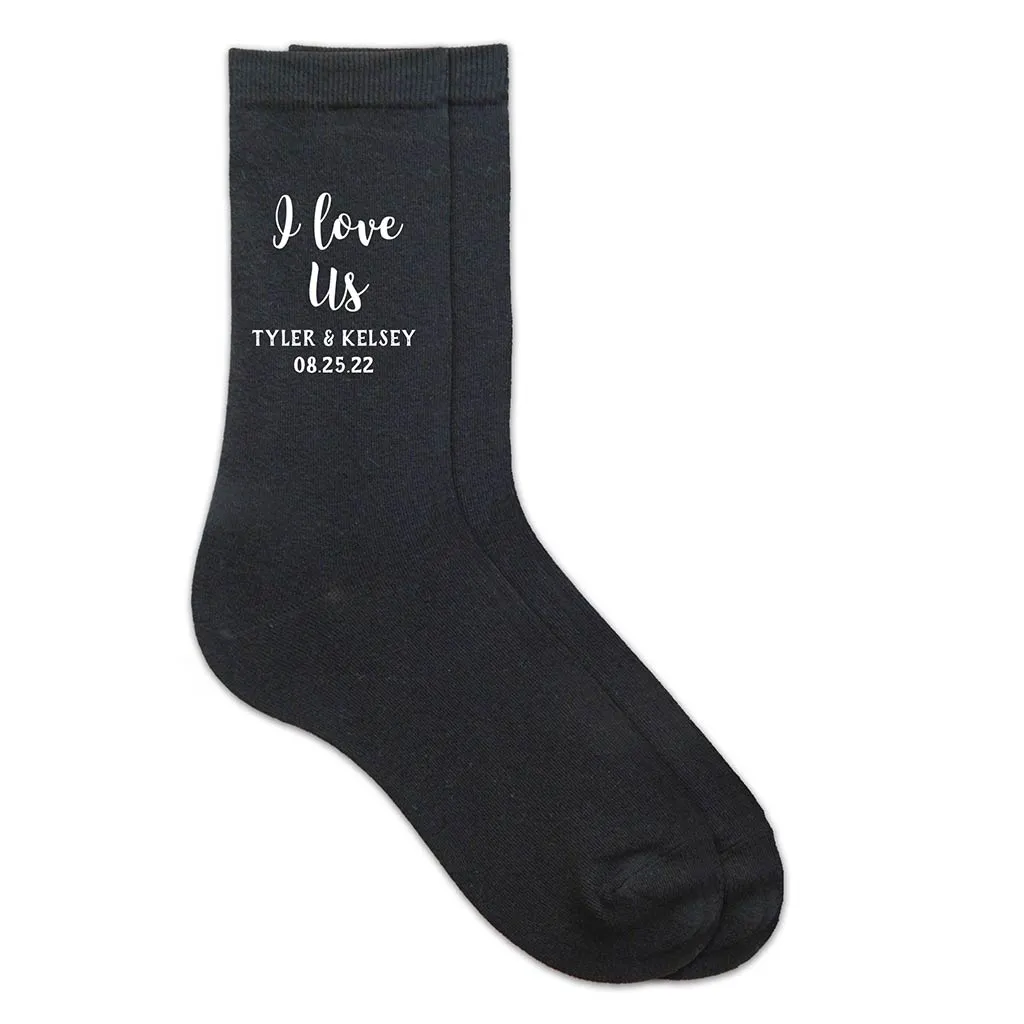 Custom Wedding Socks for the Groom - I Love Us