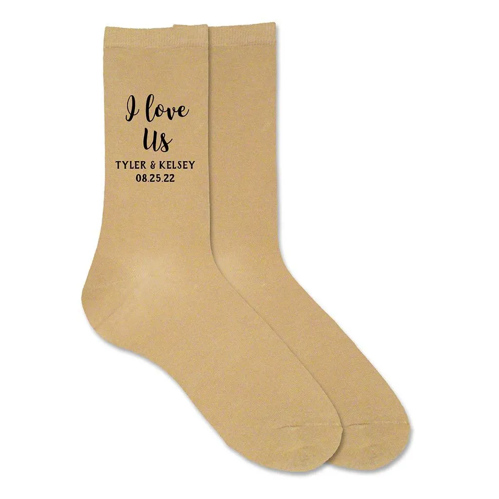 Custom Wedding Socks for the Groom - I Love Us