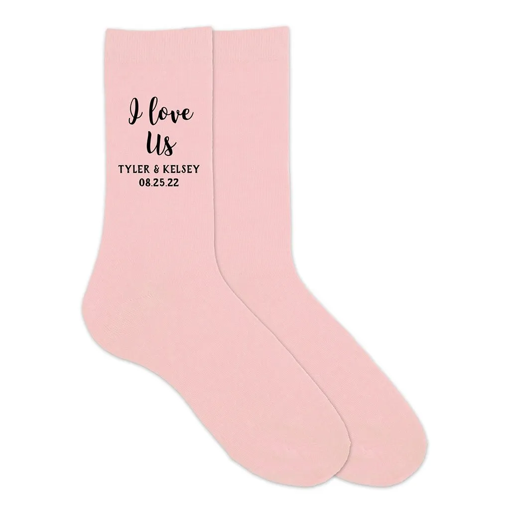 Custom Wedding Socks for the Groom - I Love Us