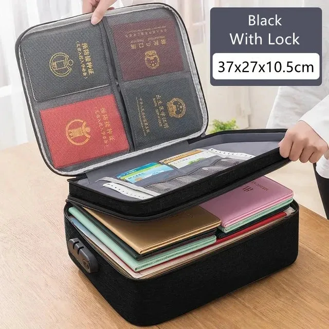 Document Organizer Briefcase A4 Folder Holder Men's Women's Bag Cover Purse Passport Home Safe Functional File Storage Case