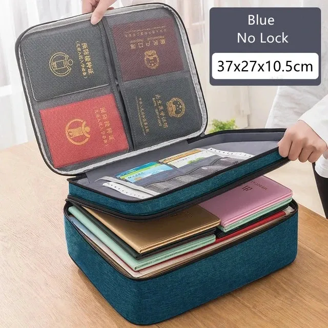 Document Organizer Briefcase A4 Folder Holder Men's Women's Bag Cover Purse Passport Home Safe Functional File Storage Case