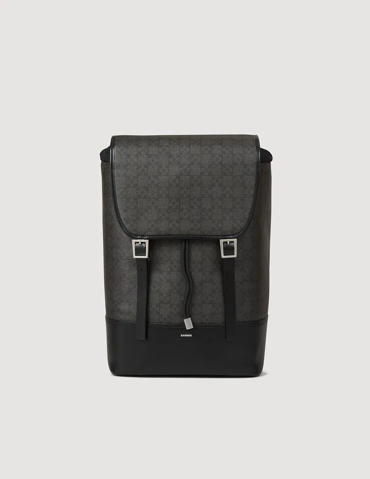 Explorer Cross Square Cross Coated Canvas Backpack Black