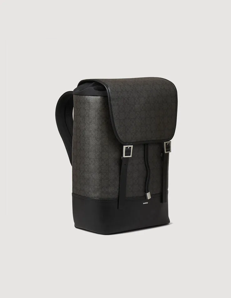 Explorer Cross Square Cross Coated Canvas Backpack Black