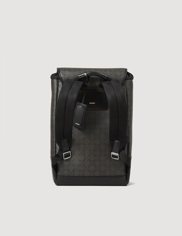 Explorer Cross Square Cross Coated Canvas Backpack Black