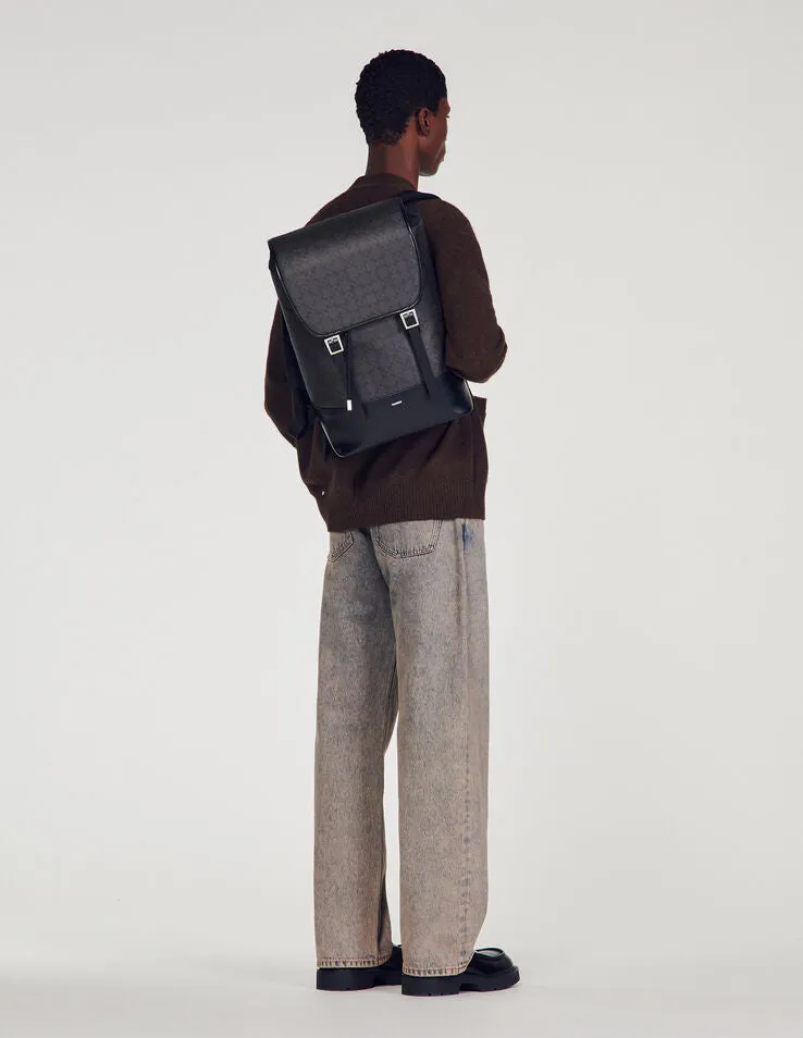 Explorer Cross Square Cross Coated Canvas Backpack Black