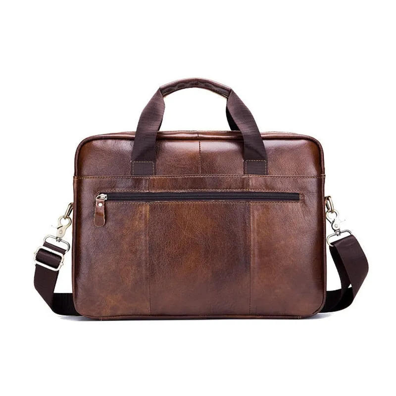 Genuine leather men's Briefcase vintage business