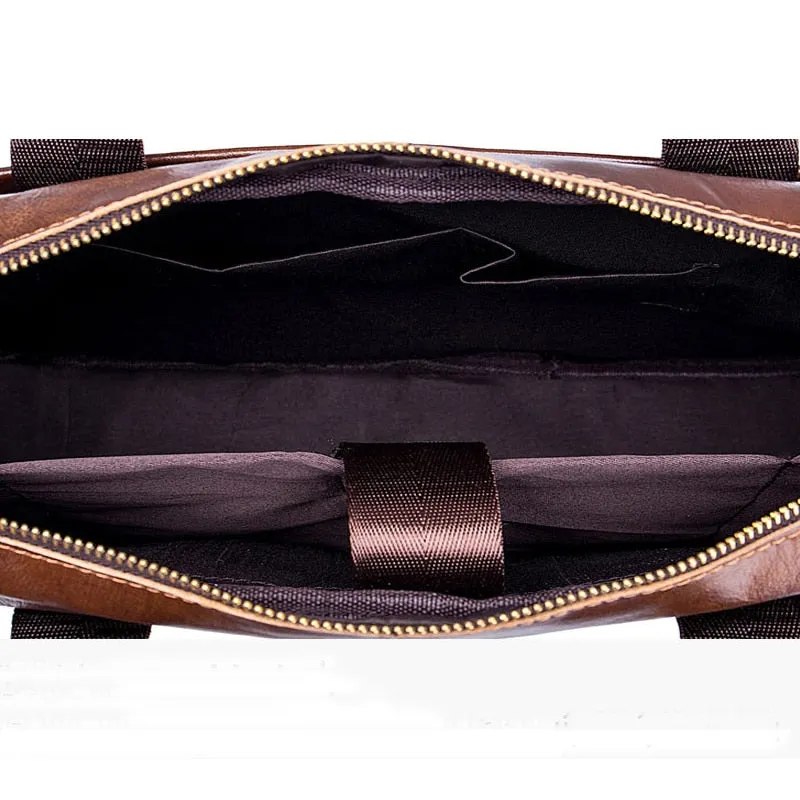 Genuine leather men's Briefcase vintage business