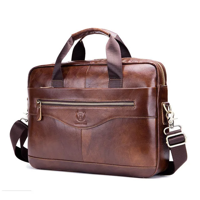 Genuine leather men's Briefcase vintage business