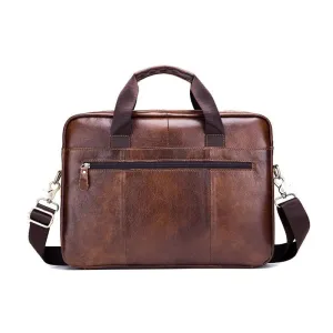 Genuine leather men's Briefcase vintage business