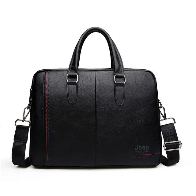 JEEP BULUO Men's Business Split Leather Briefcase