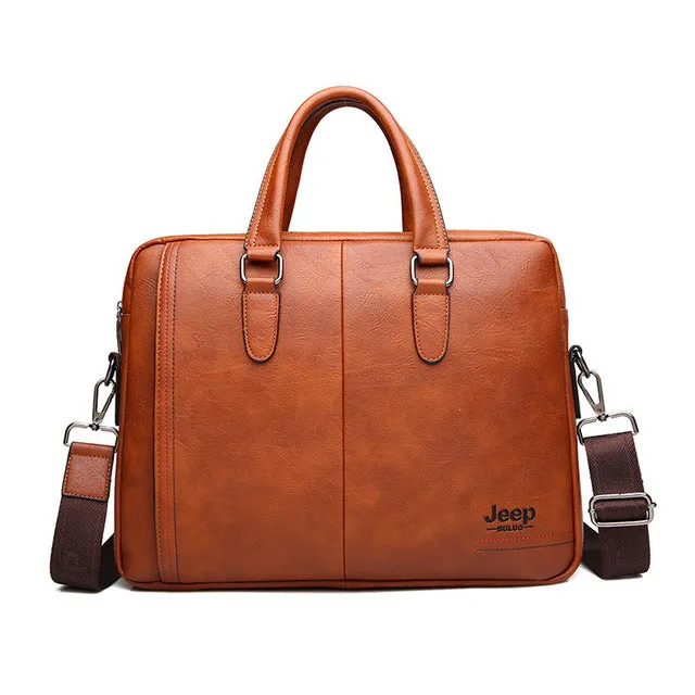 JEEP BULUO Men's Business Split Leather Briefcase