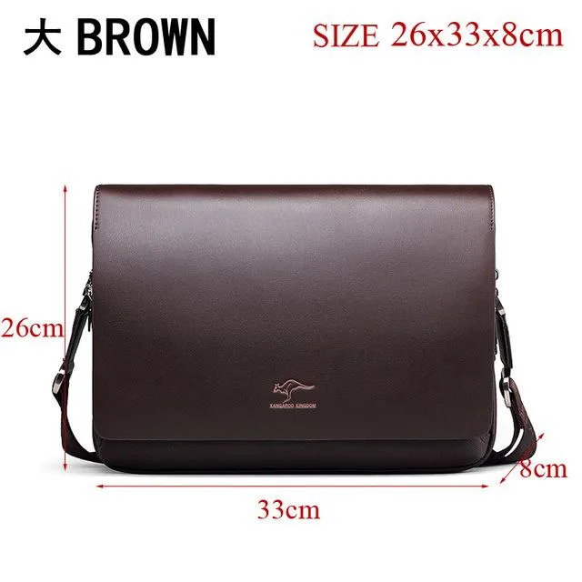 Leather bag casual male shoulder briefcase kangaroo messenger bag men's travel bag