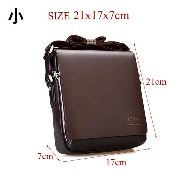 Leather bag casual male shoulder briefcase kangaroo messenger bag men's travel bag
