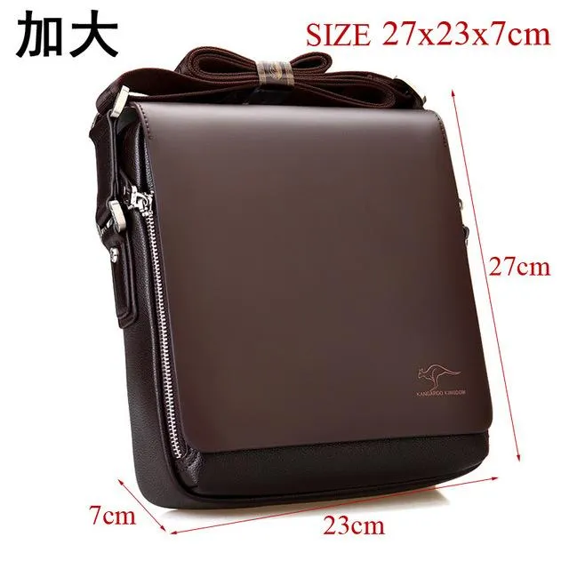 Leather bag casual male shoulder briefcase kangaroo messenger bag men's travel bag