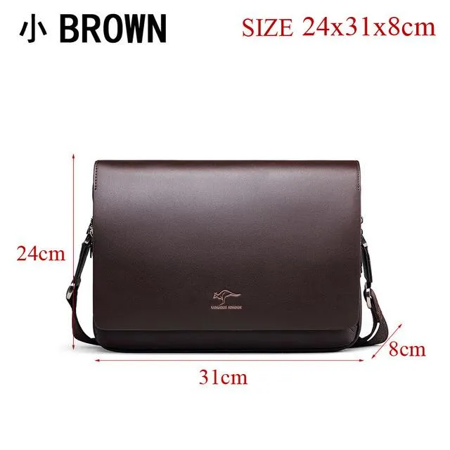 Leather bag casual male shoulder briefcase kangaroo messenger bag men's travel bag