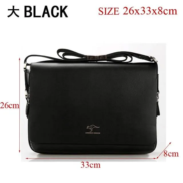 Leather bag casual male shoulder briefcase kangaroo messenger bag men's travel bag