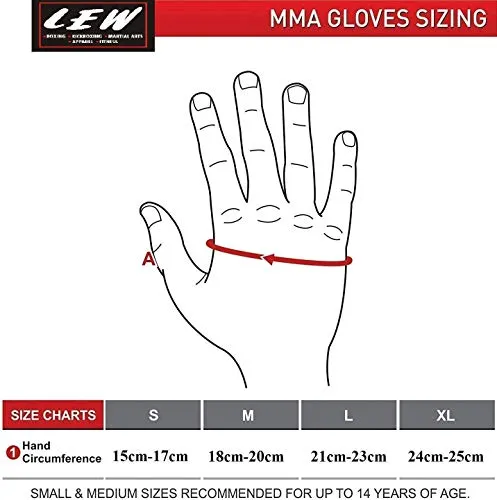 LEW Red/Black Fight/MMA/Muay Thai Thumb Protection Grappling Gloves (Black/Red, Small/Medium)