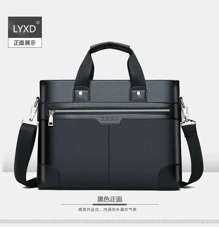 Men PU Leather Shoulder Fashion Business Bags Handbags Black Bag Men for Document Leather Laptop Briefcases Bag