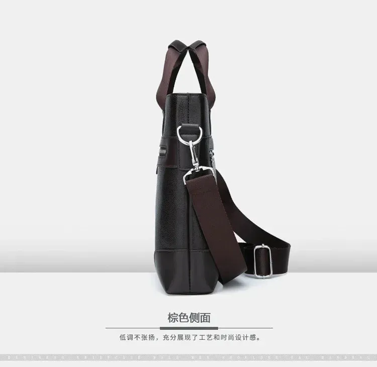 Men PU Leather Shoulder Fashion Business Bags Handbags Black Bag Men for Document Leather Laptop Briefcases Bag