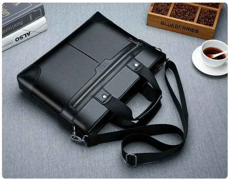 Men PU Leather Shoulder Fashion Business Bags Handbags Black Bag Men for Document Leather Laptop Briefcases Bag
