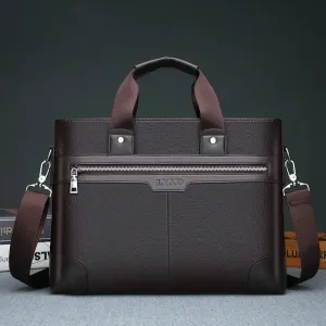 Men PU Leather Shoulder Fashion Business Bags Handbags Black Bag Men for Document Leather Laptop Briefcases Bag