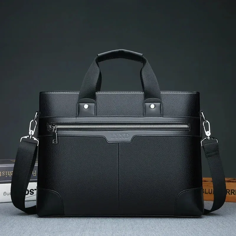 Men PU Leather Shoulder Fashion Business Bags Handbags Black Bag Men for Document Leather Laptop Briefcases Bag