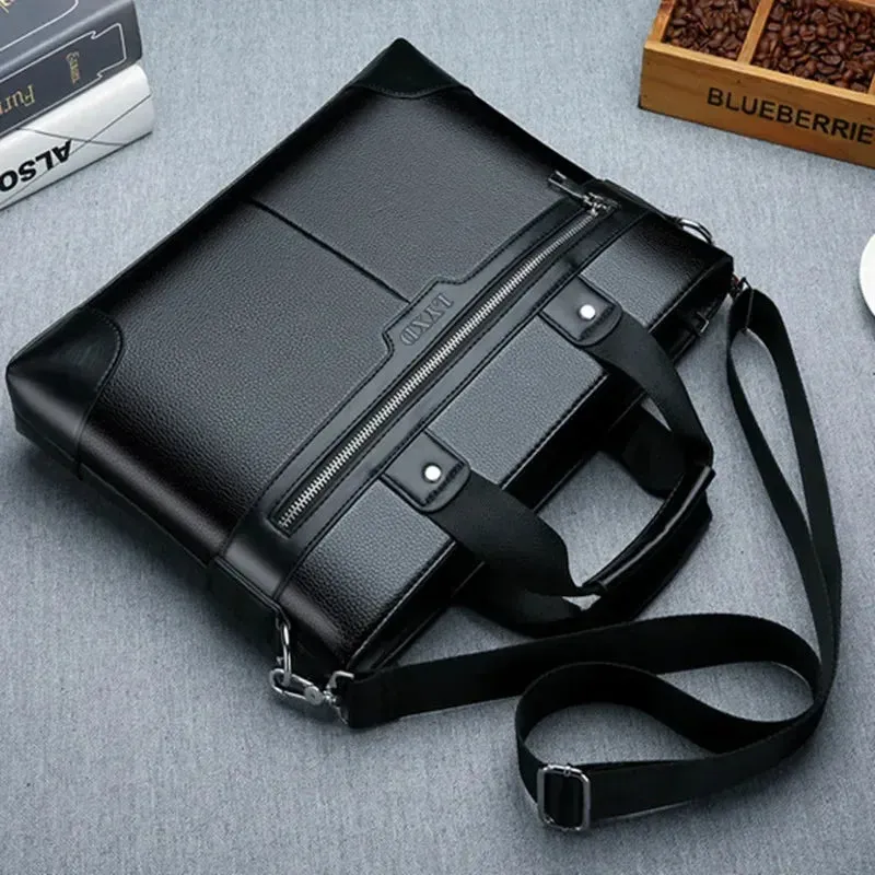 Men PU Leather Shoulder Fashion Business Bags Handbags Black Bag Men for Document Leather Laptop Briefcases Bag