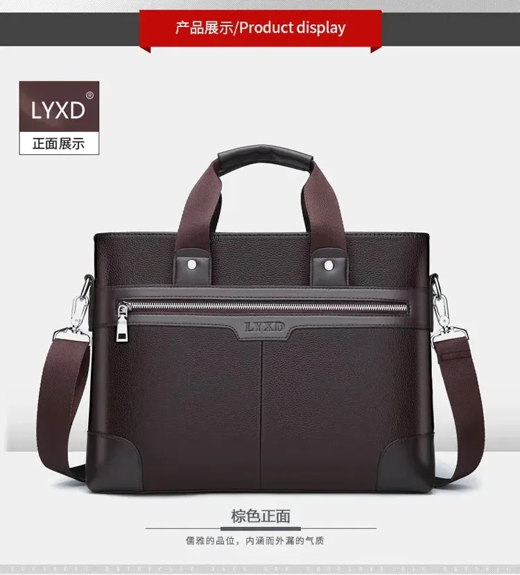 Men PU Leather Shoulder Fashion Business Bags Handbags Black Bag Men for Document Leather Laptop Briefcases Bag