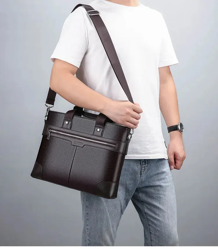 Men PU Leather Shoulder Fashion Business Bags Handbags Black Bag Men for Document Leather Laptop Briefcases Bag