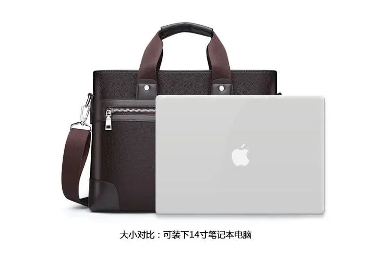 Men PU Leather Shoulder Fashion Business Bags Handbags Black Bag Men for Document Leather Laptop Briefcases Bag