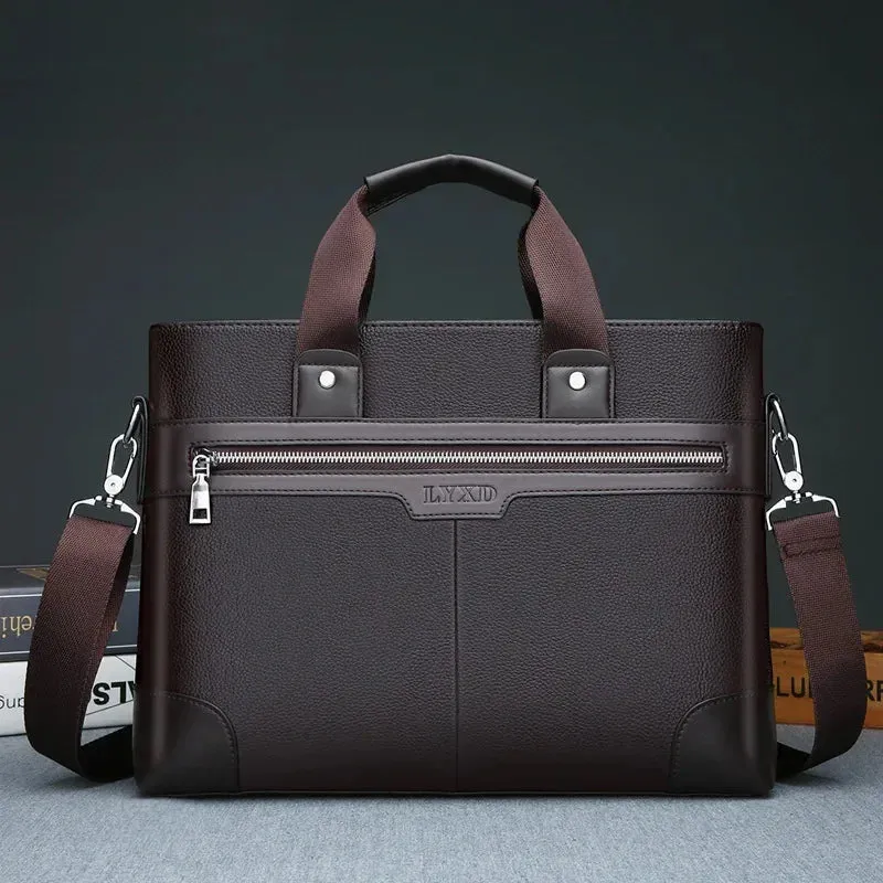 Men PU Leather Shoulder Fashion Business Bags Handbags Black Bag Men for Document Leather Laptop Briefcases Bag
