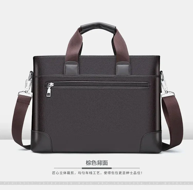 Men PU Leather Shoulder Fashion Business Bags Handbags Black Bag Men for Document Leather Laptop Briefcases Bag